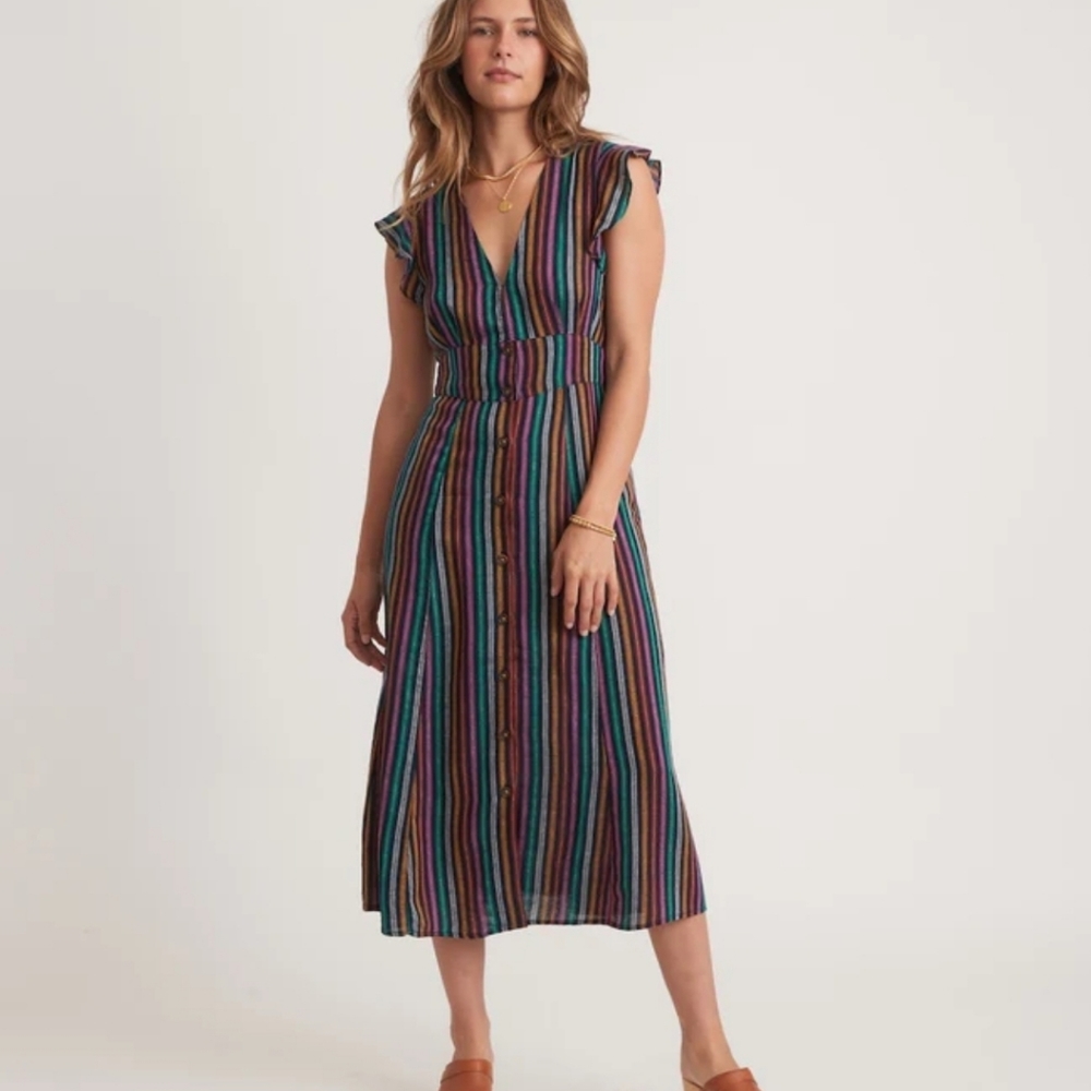 Marine layer Camilla Midi Dress in Blue Multi Stripe